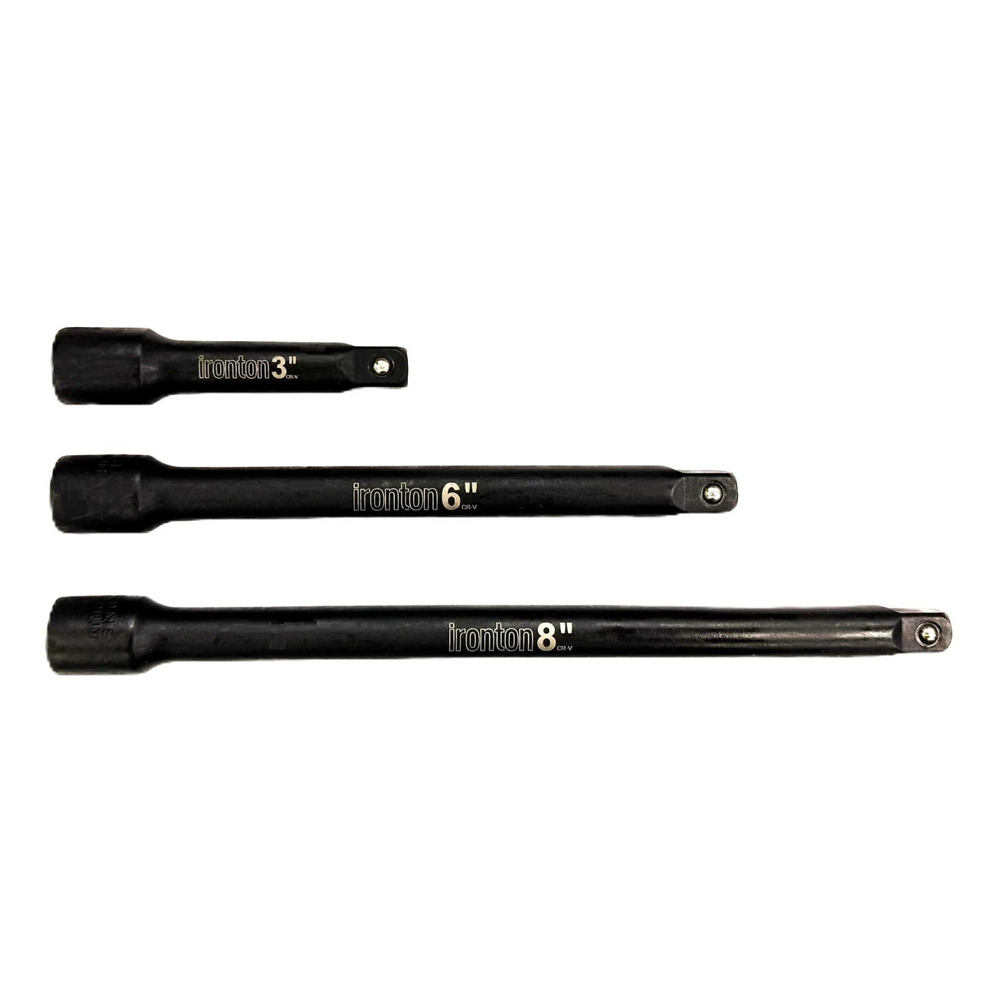 Ironton Impact Extension Set, 1/2in., 3-Pc., Black, CR-V Steel